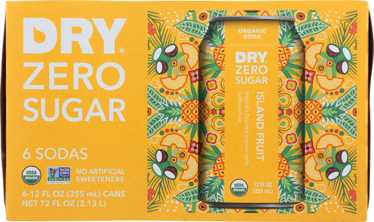 DRY SODA: Zero Sugar Soda Island Fruit 6-12 fl oz, 72 fl oz - Vending Business Solutions
