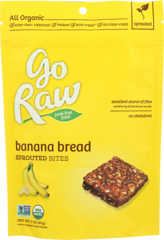 GO RAW: Organic Sprouted Bites Banana Bread, 3 oz - Vending Business Solutions