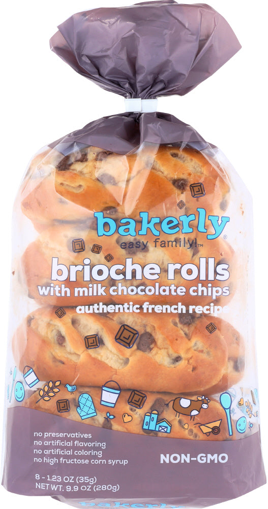 BAKERLY: Brioche Rolls Milk Chocolate Chip, 9.9 oz - Vending Business Solutions