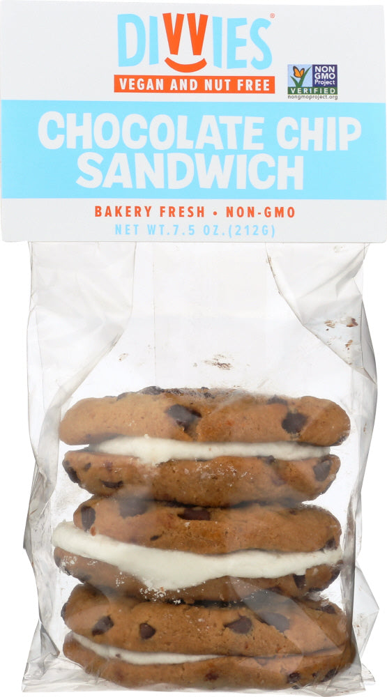 DIVVIES: Chocolate Chip Cookies Sandwich, 7.5 oz - Vending Business Solutions