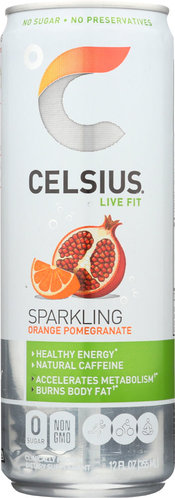 CELSIUS: Beverage Sparkling Orange Pomegranate, 12 oz - Vending Business Solutions