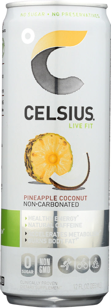CELSIUS: Beverage Non Carbonated Pineapple Coconut, 12 oz - Vending Business Solutions