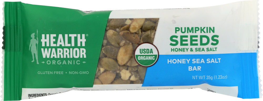 HEALTH WARRIOR: Organic Honey Sea Salt Pumpkin Seed Bar, 1.23 oz - Vending Business Solutions