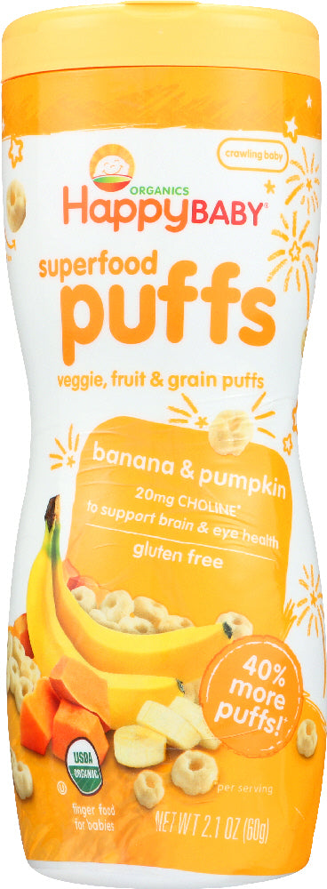 HAPPY BABY: Organic Puffs Banana & Pumpkin, 2.1 oz - Vending Business Solutions