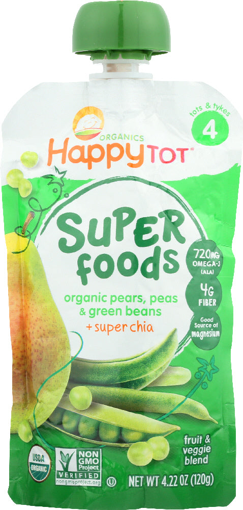 HAPPY TOT ORGANIC SUPERFOODS: Green Bean Pear and Pea, 4.22 oz - Vending Business Solutions
