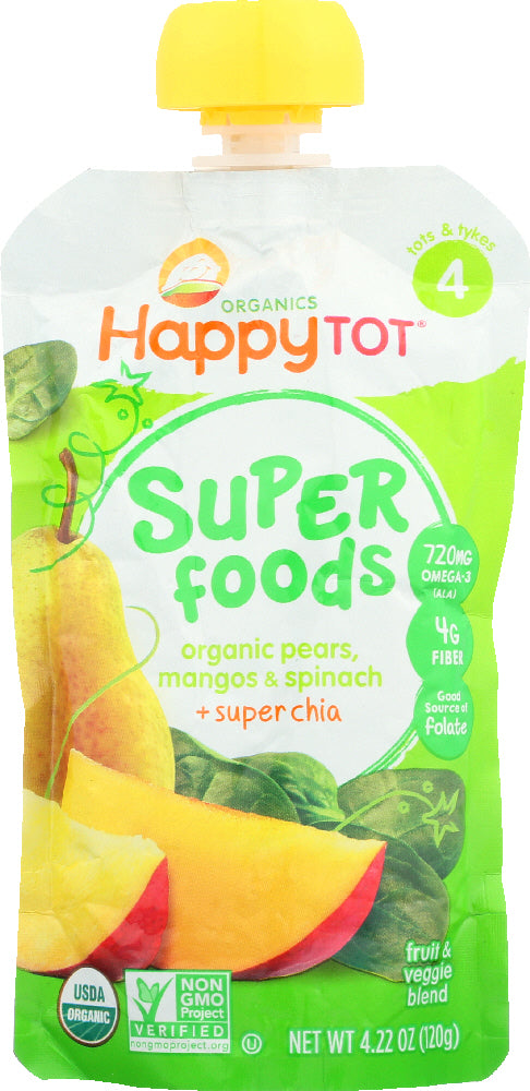 HAPPY TOT ORGANIC SUPERFOODS: Spinach Mango & Pear, 4.22 oz - Vending Business Solutions