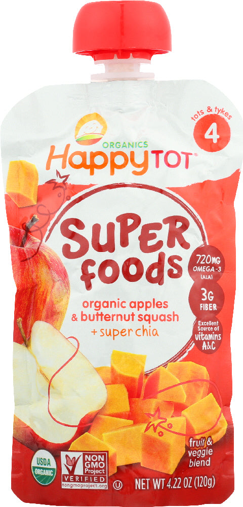 HAPPY TOT ORGANIC SUPERFOODS: Apples & Butternut Squash, 4.22 oz - Vending Business Solutions