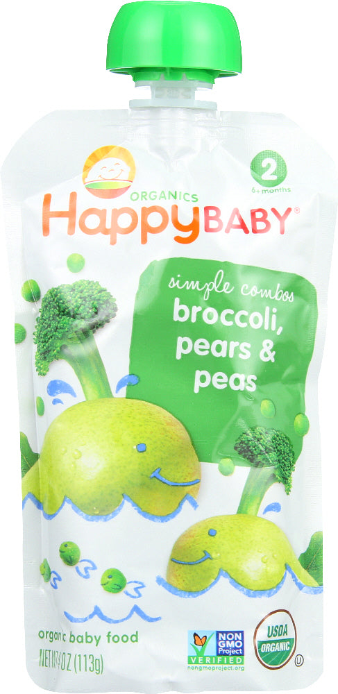 HAPPY BABY: Stage 2 Broccoli Peas & Pear Organic, 3.5 oz - Vending Business Solutions