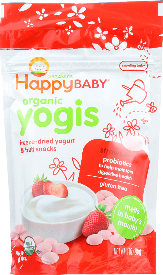 HAPPY BABY: Organic Yogis Yogurt and Fruit Snacks Strawberry, 1 oz - Vending Business Solutions
