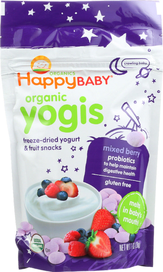HAPPY BABY: Organic Yogis Yogurt and Fruit Snacks Mixed Berry, 1 oz - Vending Business Solutions