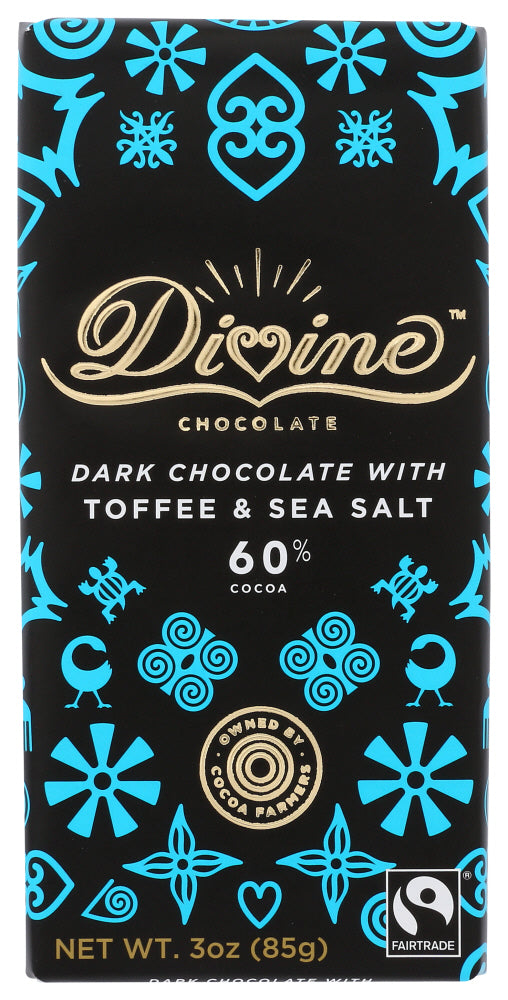 DIVINE CHOCOLATE: Dark Chocolate with Toffee and Sea Salt, 3 oz - Vending Business Solutions