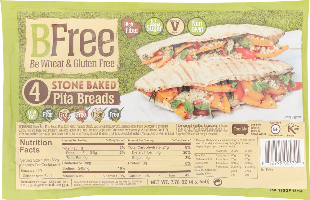 BFREE: Stone Baked Pita Breads, 7.76 oz - Vending Business Solutions