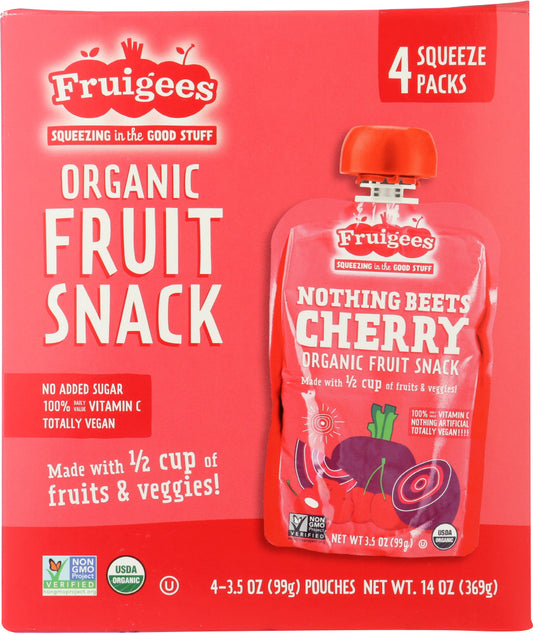 FRUIGEE: Organic Fruit Snack Beet Cherry 4 Pack, 14 oz - Vending Business Solutions