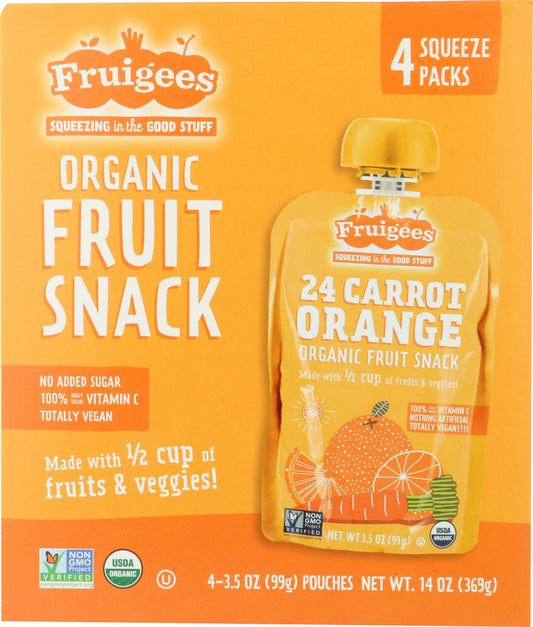 FRUIGEE: Organic Fruit Snack Orange Carrot 4 Pack, 14 oz - Vending Business Solutions