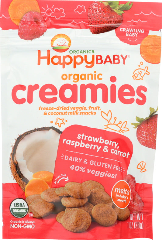 HAPPY BABY: Creamies Strawberry Raspberry and Carrot, 1 oz - Vending Business Solutions