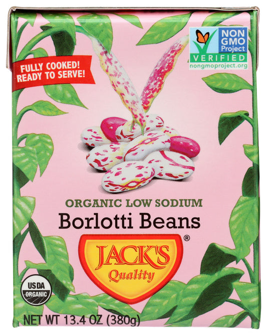 JACKS QUALITY: Organic Low Sodium Borlotti Beans, 13.4 oz - Vending Business Solutions