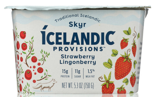 ICELANDIC PROVISIONS: Yogurt Strawberry Lingonberry Skyr, 5.3 oz - Vending Business Solutions