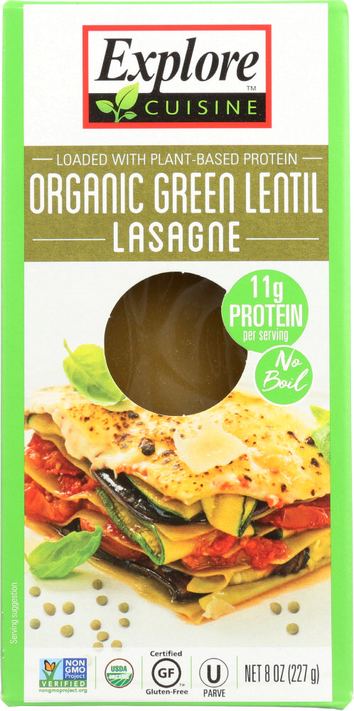 EXPLORE CUISINE: Green Lentil Lasagna Pasta, 8 oz - Vending Business Solutions