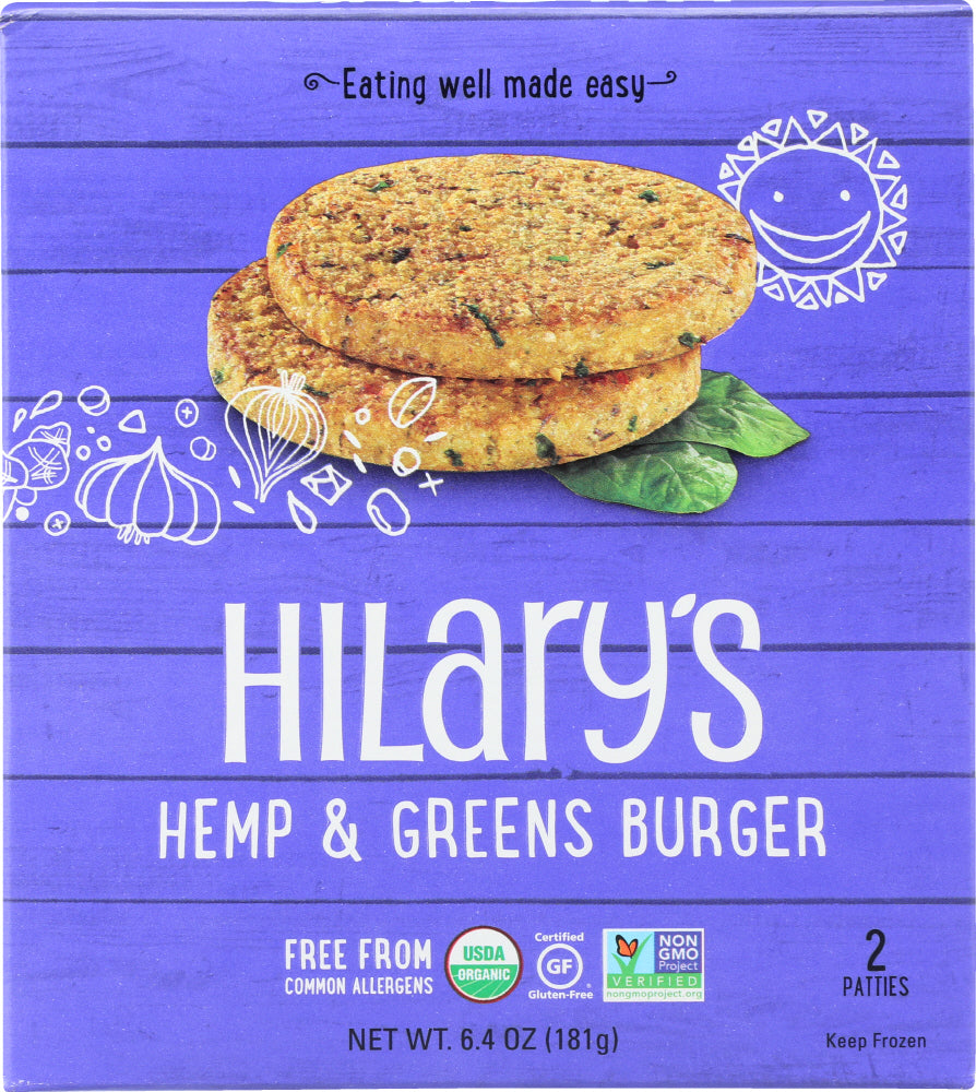 HILARYS EAT WELL: Hemp & Greens Veggie Burger, 6.4 oz - Vending Business Solutions