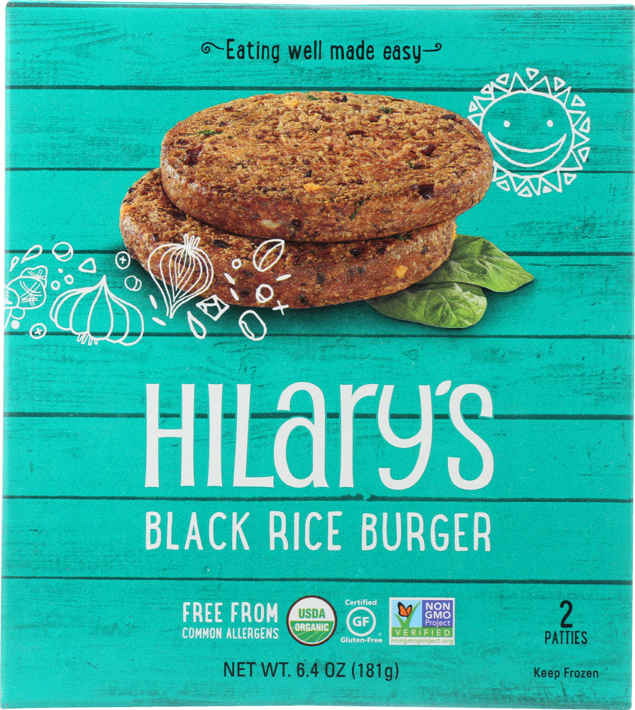 HILARY'S: Eat Well Organic Black Rice Burger, 6.4 oz - Vending Business Solutions