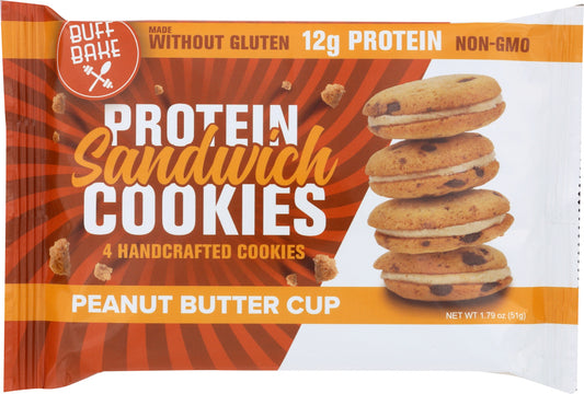 BUFF BAKE: Protein Sandwich Cookie Peanut Butter Cup, 1.79 oz - Vending Business Solutions