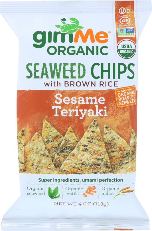 GIMME CHIPS: Organic Seaweed Chips with Brown Rice Teriyaki, 4 oz - Vending Business Solutions