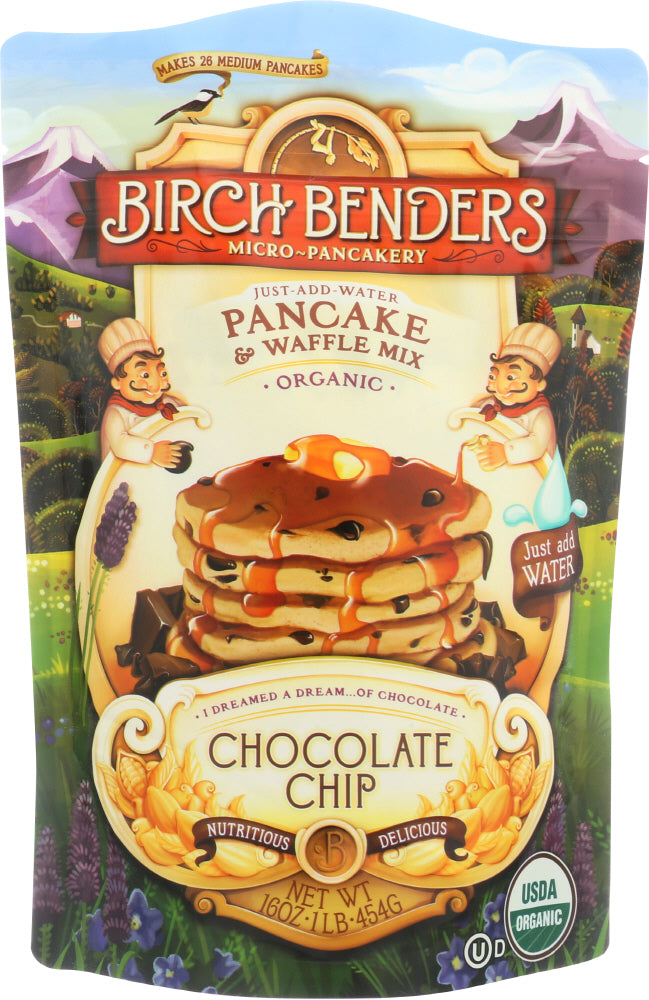 BIRCH BENDERS: Pancake & Waffle Mix Chocolate Chip, 16 oz - Vending Business Solutions