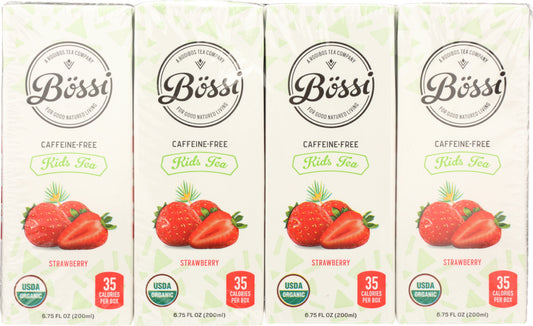 BOSSI: Caffeine Free Organic Kids Tea Strawberry 8 x 6.75 fl oz, 54 fl oz - Vending Business Solutions