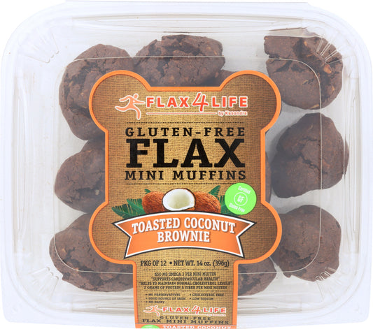 FLAX4LIFE: Mini Muffins Toasted Coconut Brownie, 14 oz - Vending Business Solutions