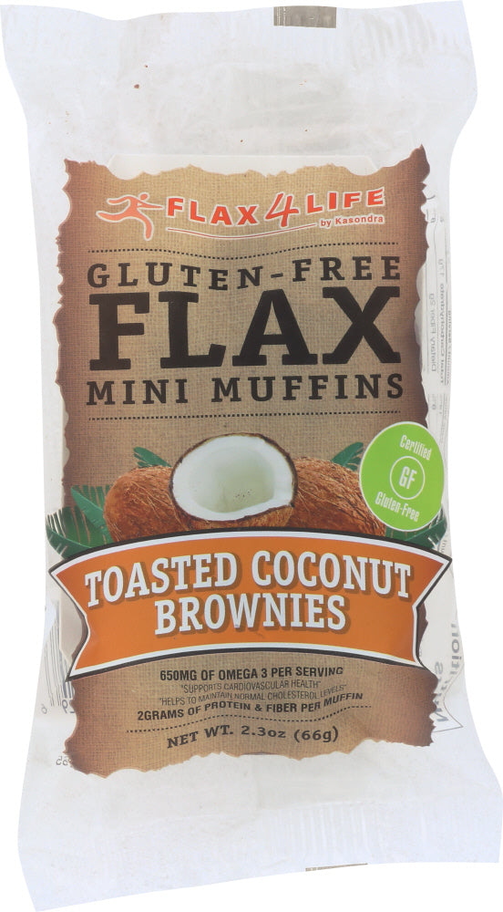 FLAX4LIFE: Singe Serve Toasted Coconut Brownies MIni Muffins, 2.30 oz - Vending Business Solutions