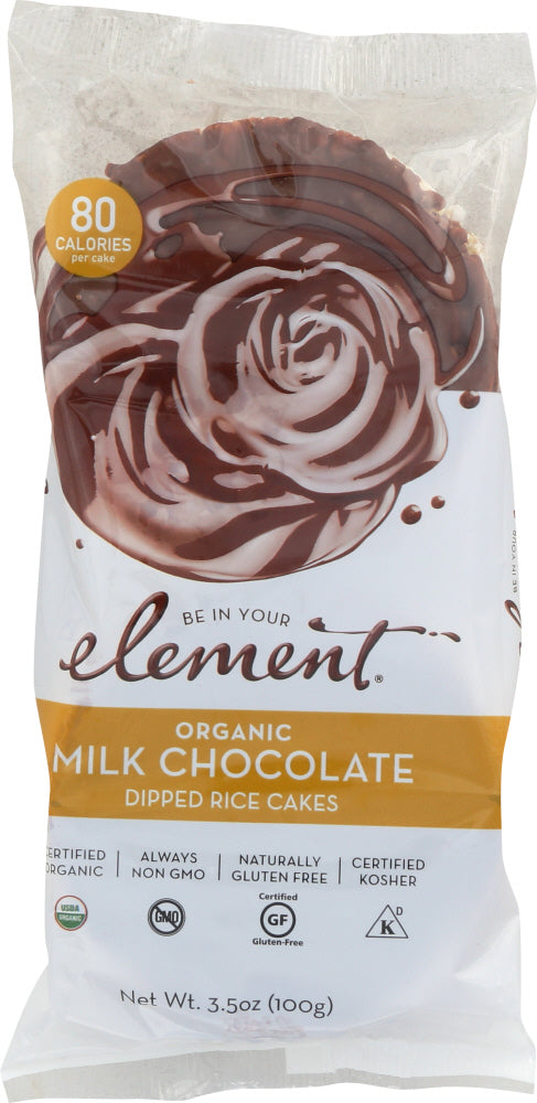 ELEMENT SNACKS: Organic Milk Chocolate Dipped Rice Cakes, 3.5 oz - Vending Business Solutions