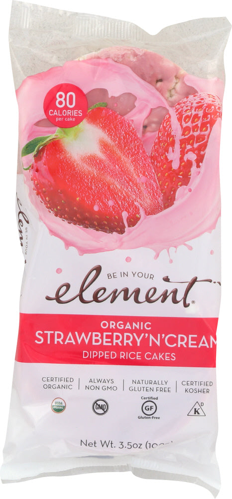 ELEMENT SNACKS: Organic Strawberry n' Cream Dipped Rice Cakes, 3.5 oz - Vending Business Solutions