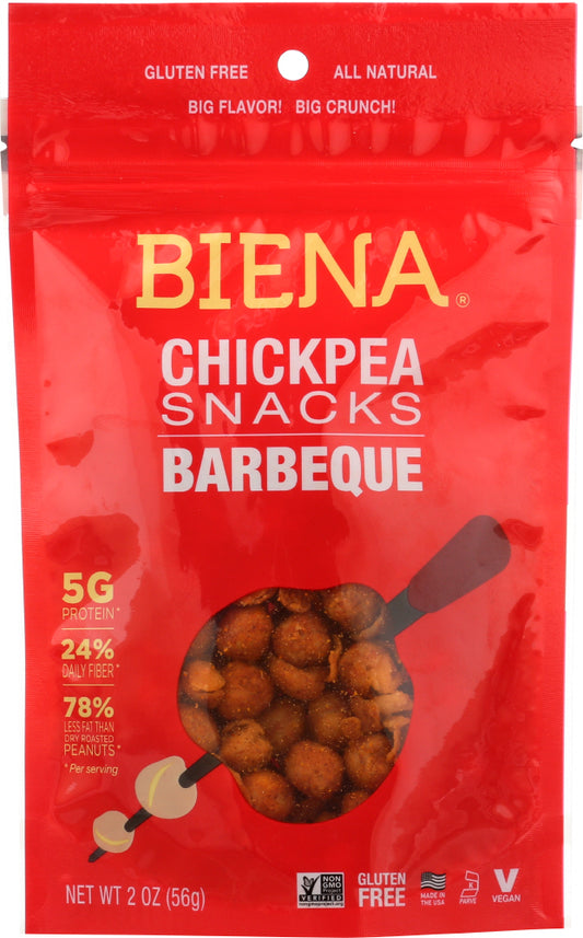 BIENA: Chickpea Snacks Barbecue, 2 oz - Vending Business Solutions
