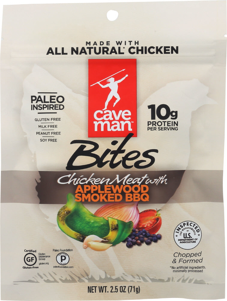CAVEMAN FOODS: Bites Chicken Meat With Applewood Smoked 2.5 Oz - Vending Business Solutions