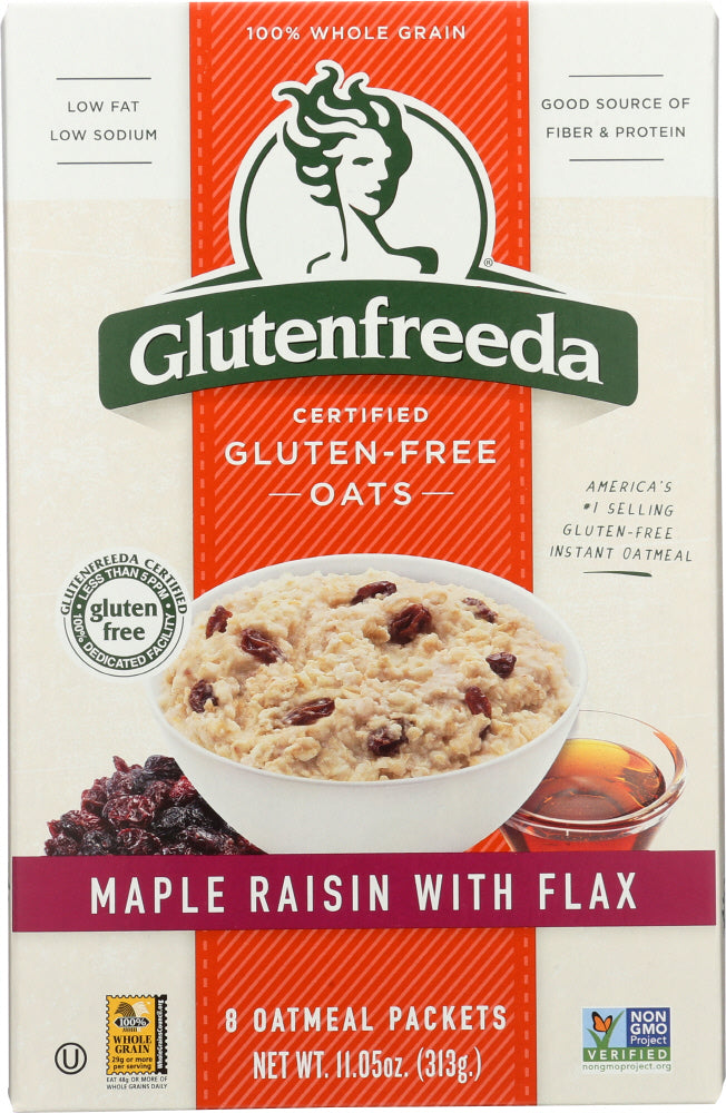 GLUTENFREEDA: Instant Oatmeal Maple Raisin with Flax, 11.05 oz - Vending Business Solutions