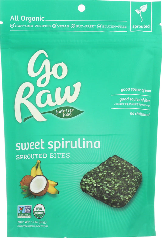 GO RAW: Bites Spirulina Sprouted Organic, 3 oz - Vending Business Solutions