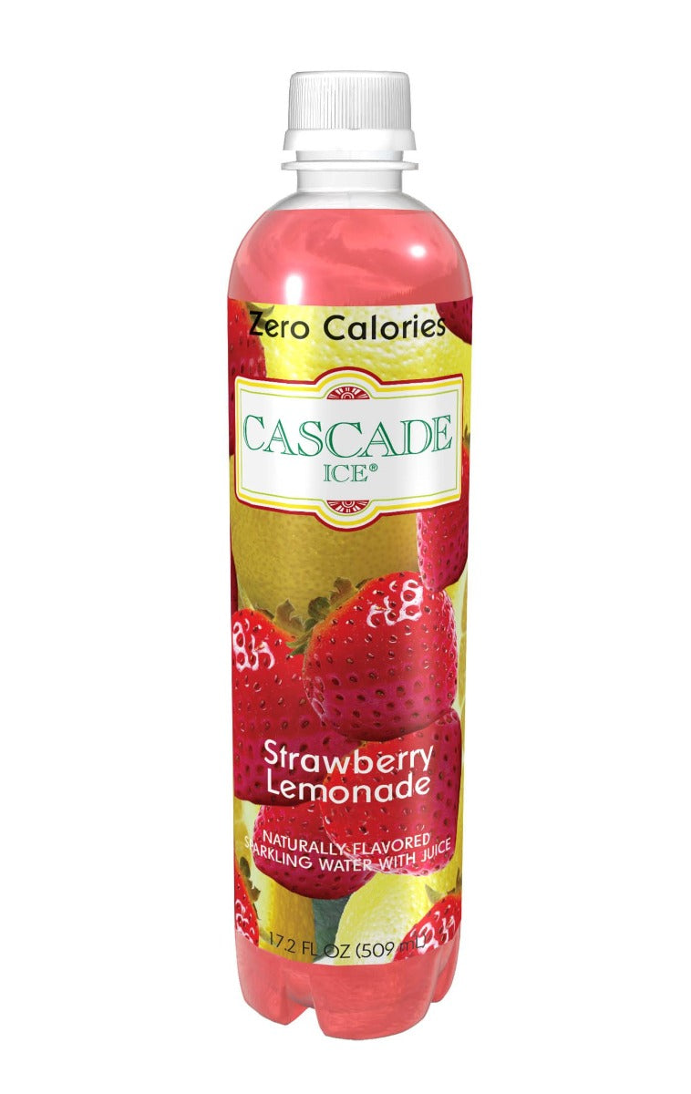CASCADE ICE: Zero Calories Sparkling Water Strawberry Lemonade, 17.2 fl oz - Vending Business Solutions