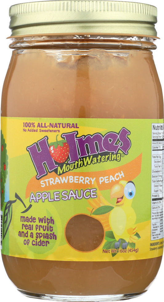 HOLMES MOUTHWATERING APPLESAUCE: Strawberry Peach Applesauce, 16 oz - Vending Business Solutions