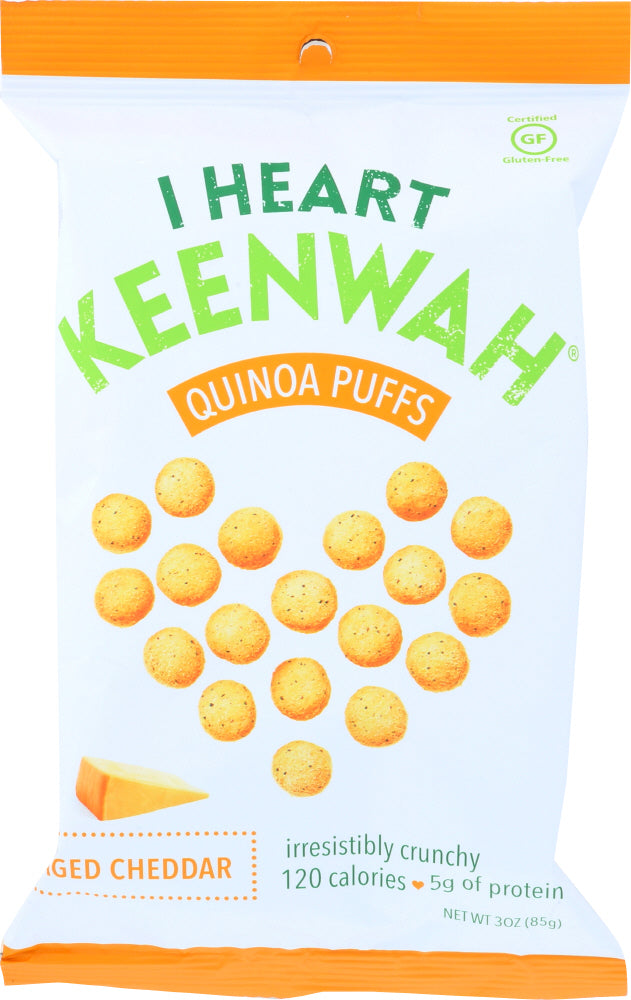 I HEART KEENWAH: Quinoa Puffs Aged Cheddar Naturally Delicious, 3 oz - Vending Business Solutions