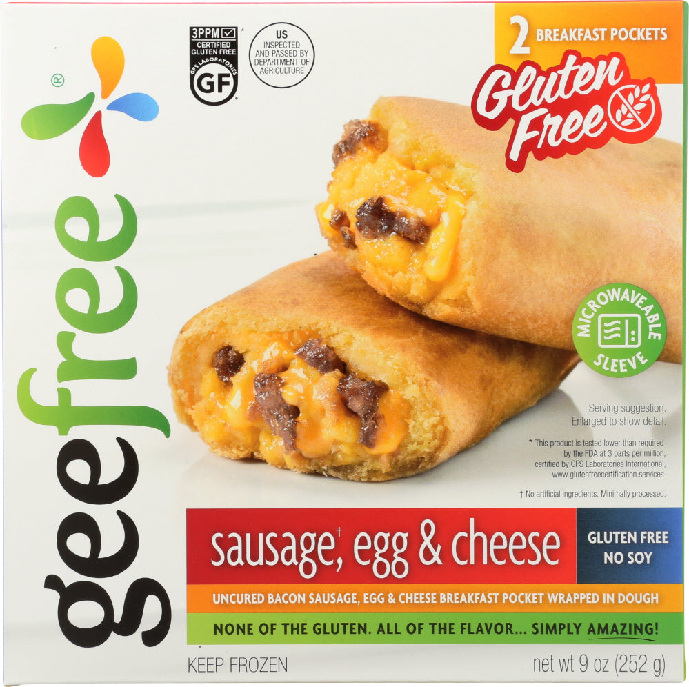 GEEFREE: Gluten Free Sausage Egg & Cheese Pockets, 9 oz - Vending Business Solutions