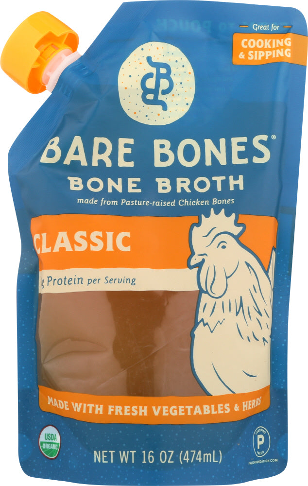 BARE BONES: Broth Chicken Pasture Raised Organic, 16 oz - Vending Business Solutions