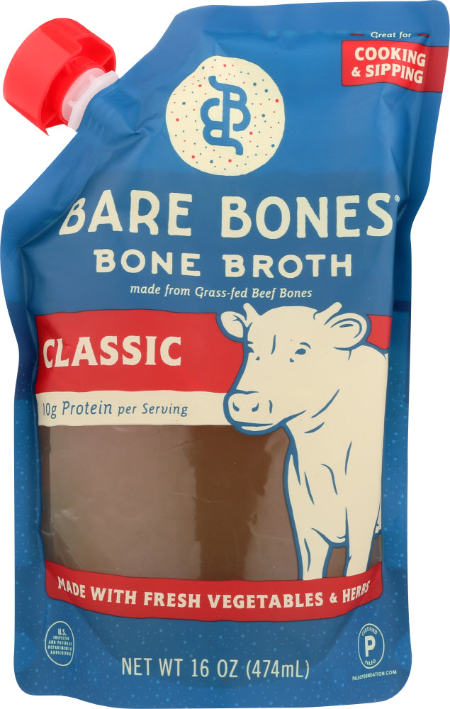 BARE BONES: 100% Grass Fed Beef Bone Broth, 16 oz - Vending Business Solutions