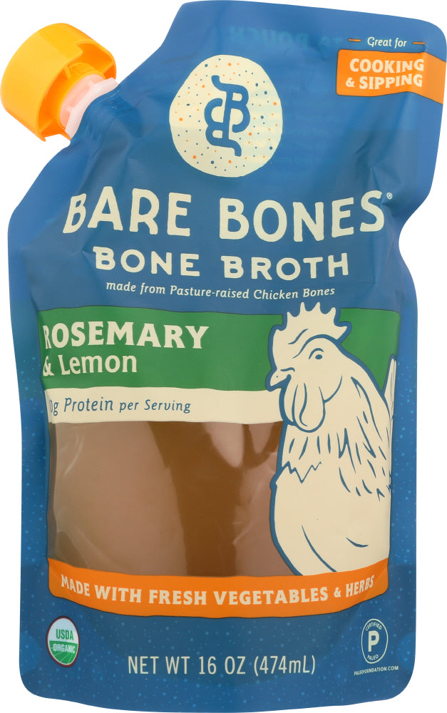 BARE BONES: Chicken Bone Broth Rosemary & Lemon, 16 oz - Vending Business Solutions