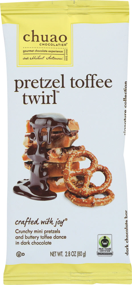 CHUAO CHOCOLATIER: Chocolate Bar Pretzel Toffee Twirl, 2.8 oz - Vending Business Solutions