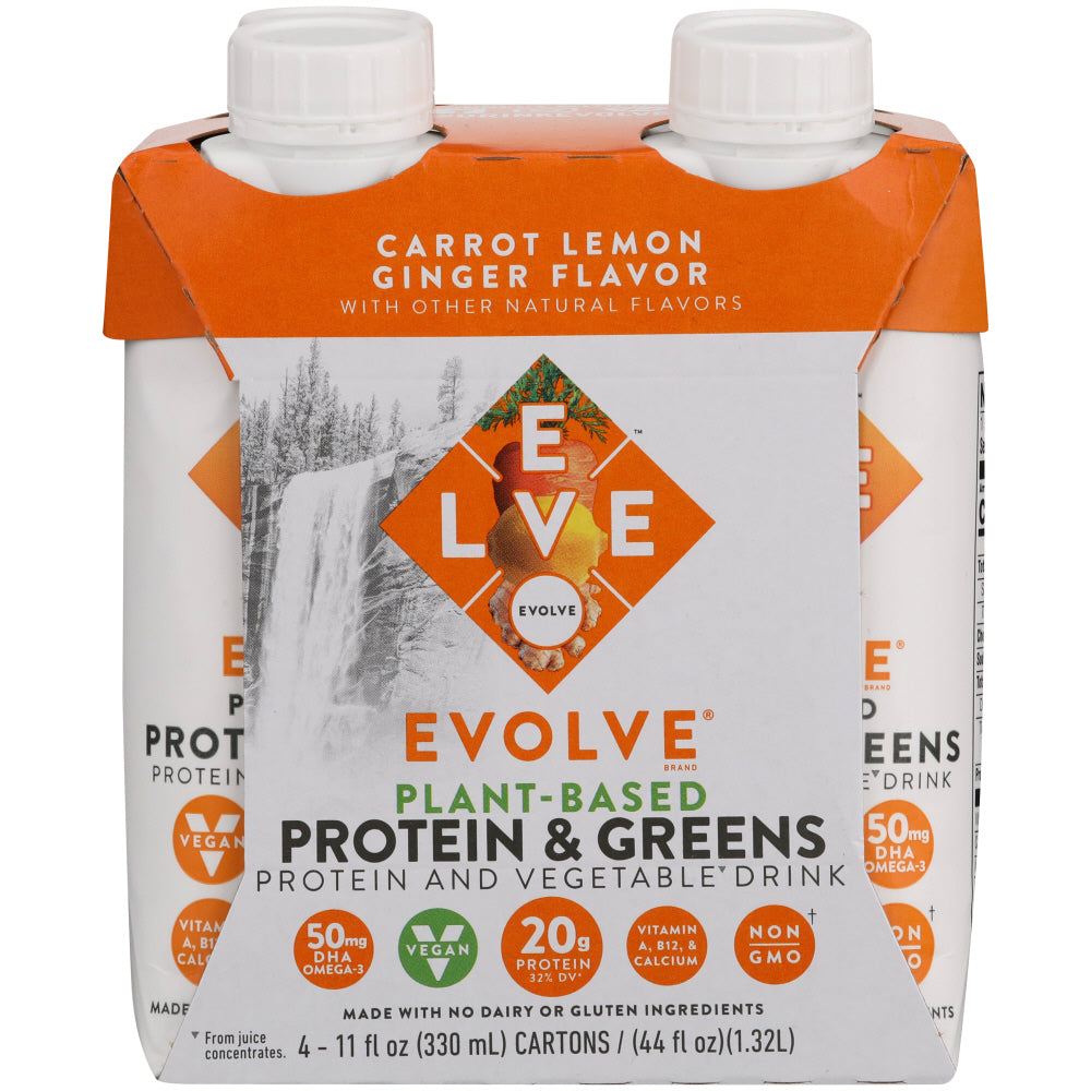 EVOLVE: Ready To Drink Protein & Greens Shake Carrot Lemon Ginger 4-11 fo, 44 fo - Vending Business Solutions