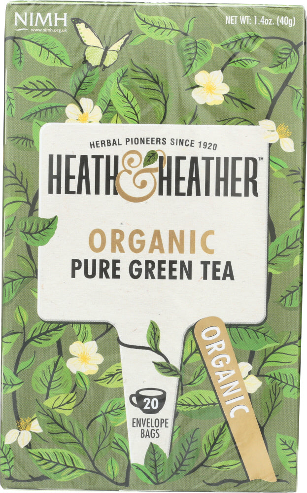 HEATH AND HEATHER: Organic Pure Green Tea, 20 ea - Vending Business Solutions