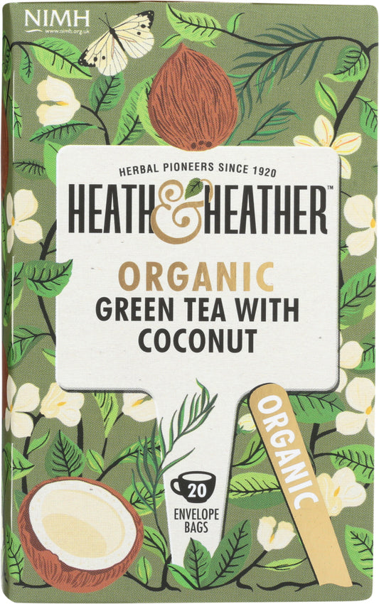 HEATH AND HEATHER: Organic Green Tea with Coconut, 20 ea - Vending Business Solutions