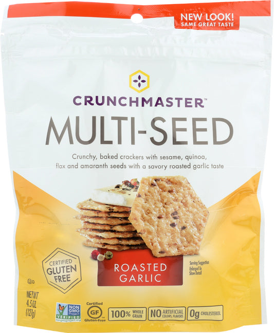 CRUNCH MASTERS: Multi-Seed Crackers Gluten Free Roasted Garlic, 4.5 oz - Vending Business Solutions