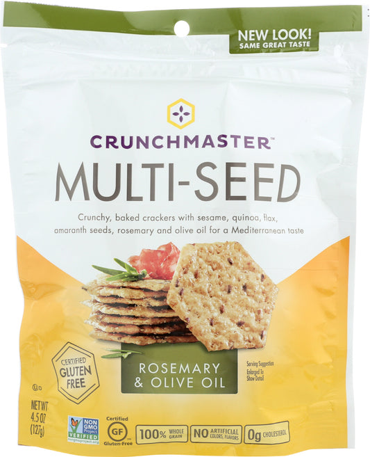 CRUNCH MASTERS: Multi-Seed Crackers Gluten Free Rosemary & Olive Oil, 4.5 oz - Vending Business Solutions