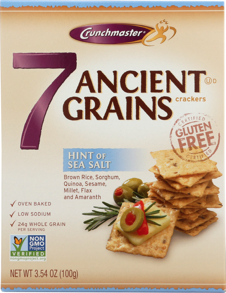 CRUNCHMASTER: 7 Ancient Grains Hint of Sea Salt Crackers, 3.54 Oz - Vending Business Solutions